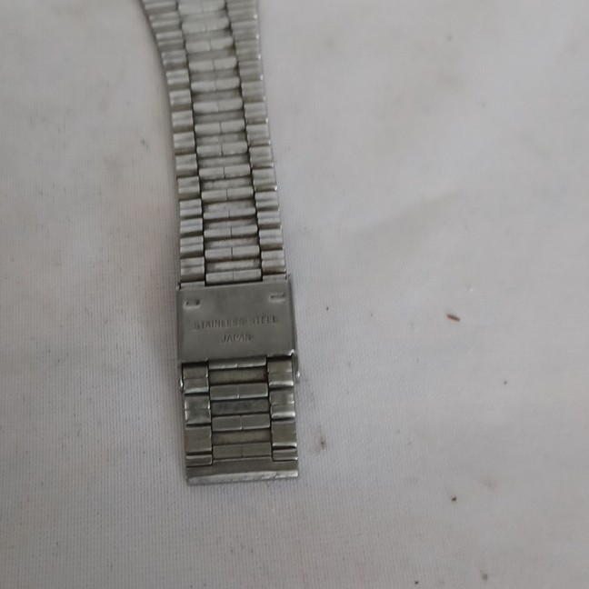 Seiko Calculator Alarm Quartz Digital Watch Black Dial Steel Bracelet Silver