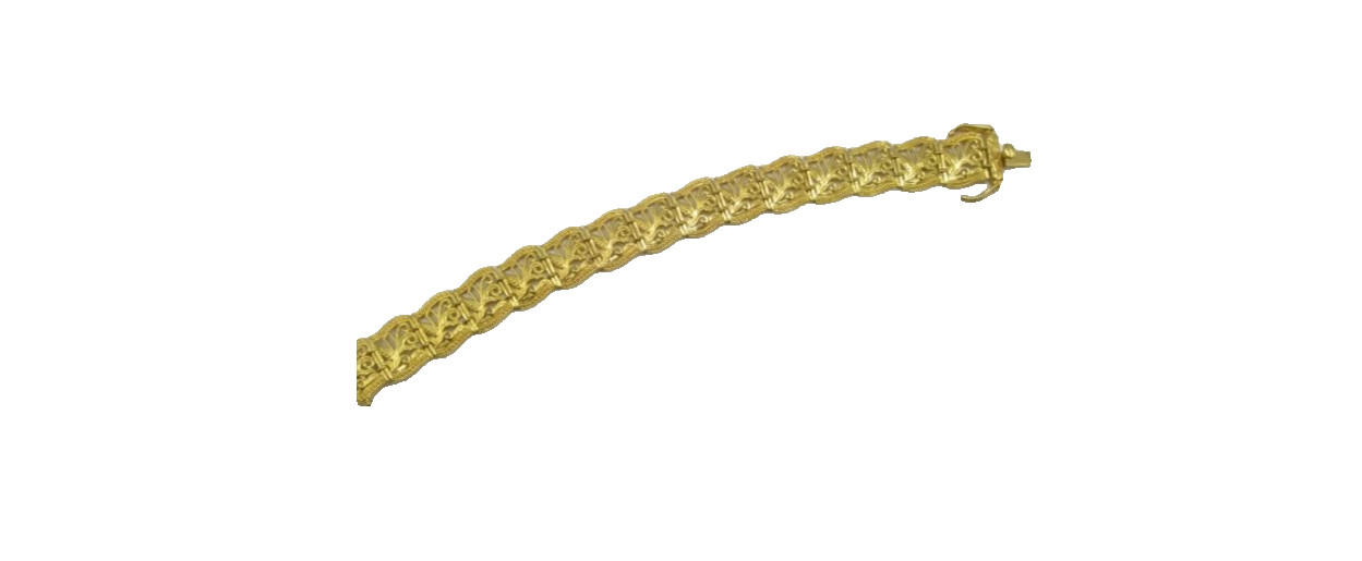 STS Karis Vintage Bracelet Link Floral Design Gold Tone