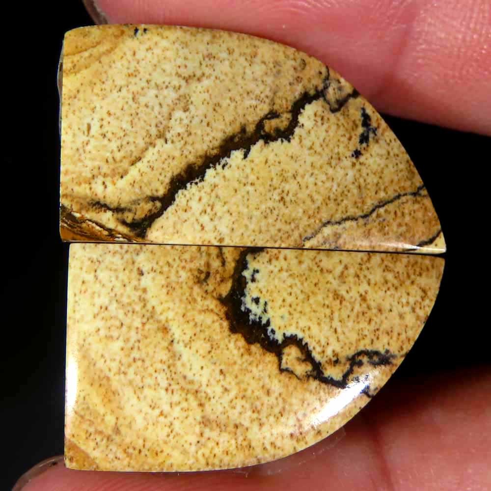 25.30Cts.100% Natural Designer Picture Jasper Fancy 12x22x4mm cab Pair Gemstone