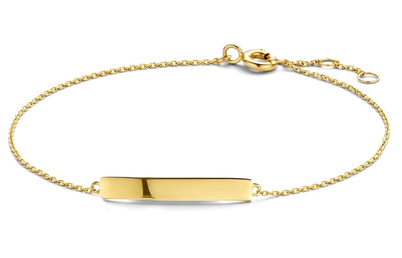 Bracelet Engraving Plate 585 Gold 23x4mm 16-18cm Adjustable Anchor Chain