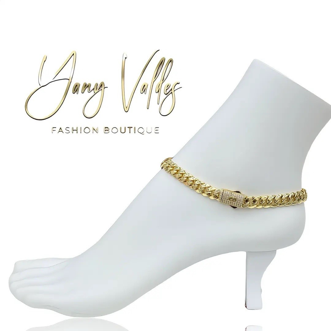 Gold Filled Monaco Anklet 10” 8mm Bold Cuban Link Shine