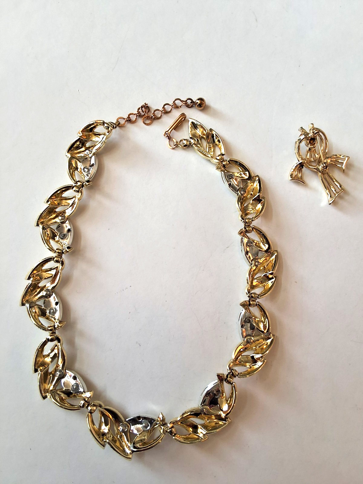 Vintage Signed and Numbered Marboux Gold Tone and Rhinestones Necklace.