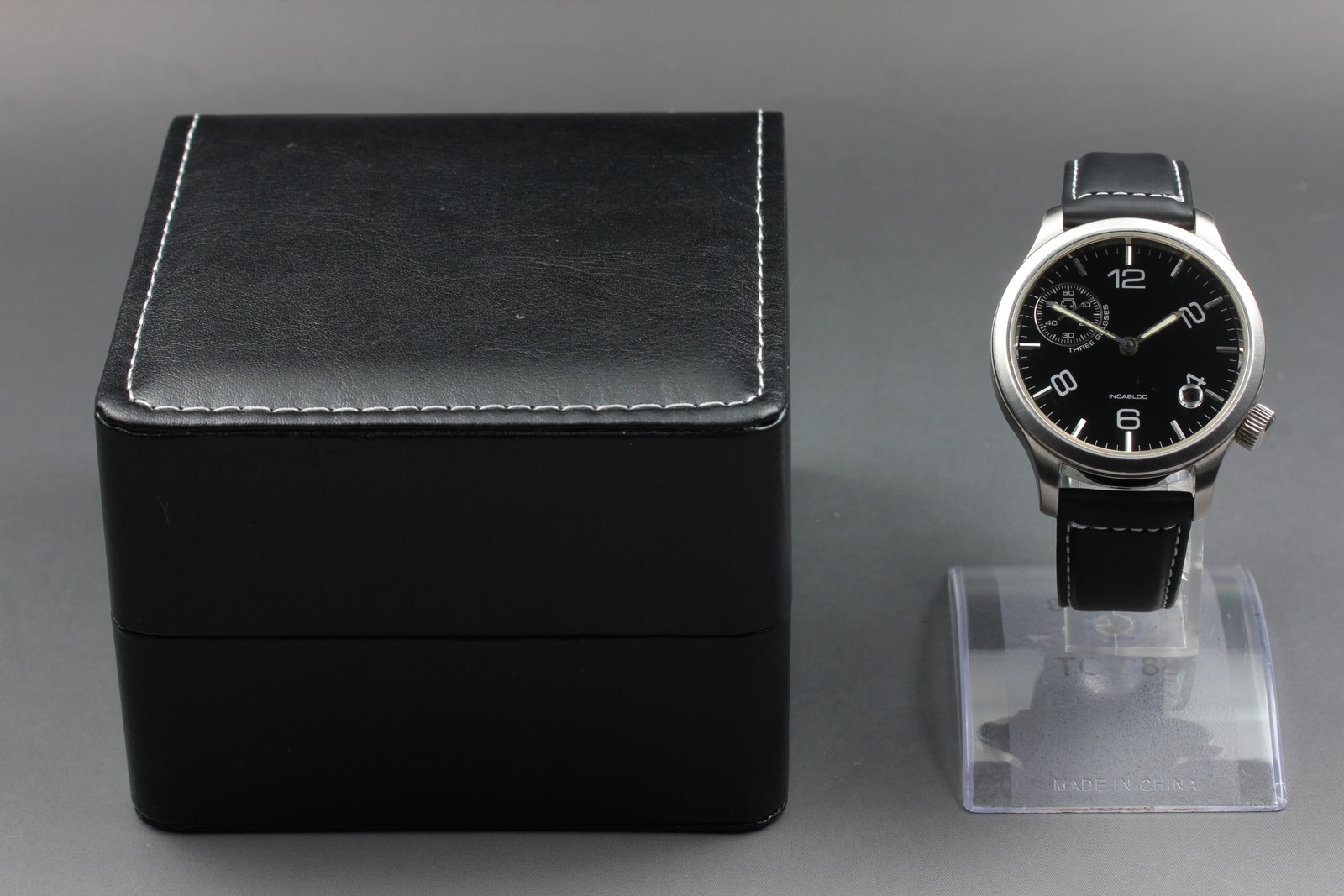 Anonimo Opera Meccana Three Glasses 5004 Black Small Second Manual Winding Watch