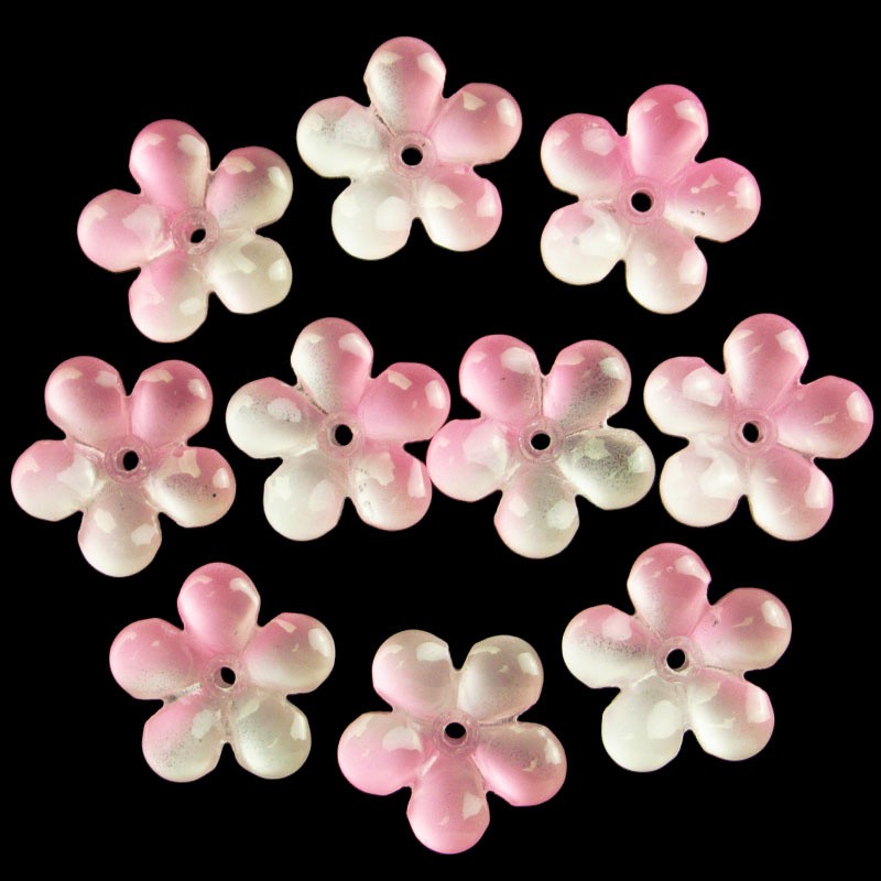 10Pcs Pink Crystal Flower 21x5mm Pendant Bead C550