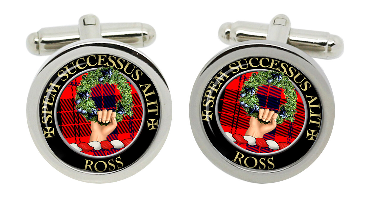 Ross Scottish Clan Cufflinks in Chrome Box