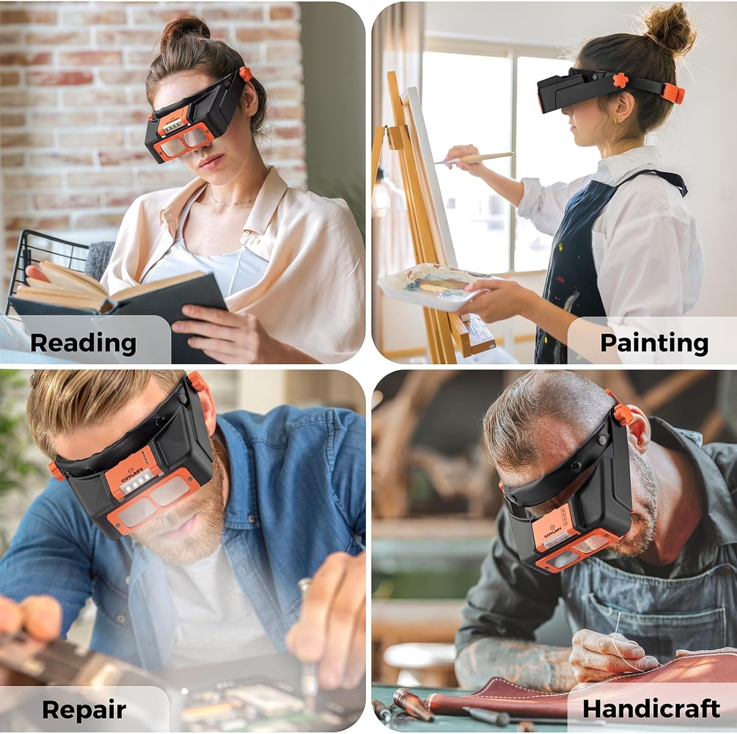 Headband Magnifier with Light Jeweler Magnifying Glass Loupe Visor Optivisor NEW