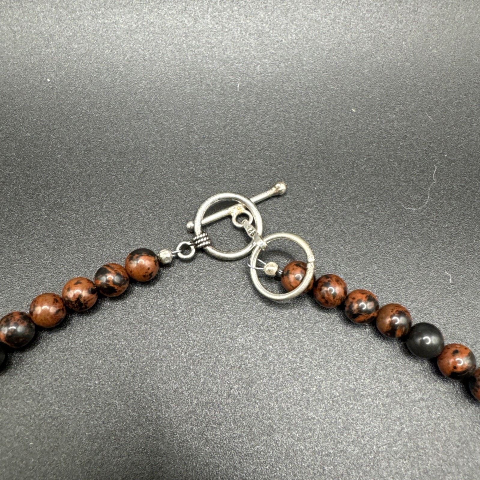 Vintage Brown and Black Beaded Necklace On 925 Closure