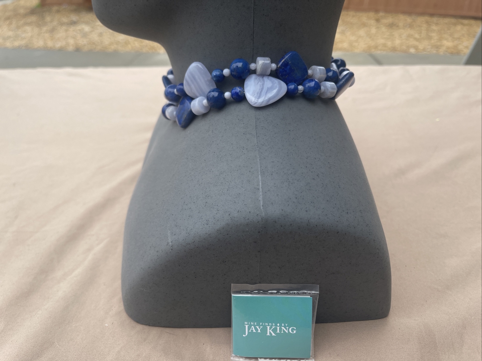 Mine Finds by Jay King DTR Sterling 925 blue lace agate lapis Nexklace 156 Grams