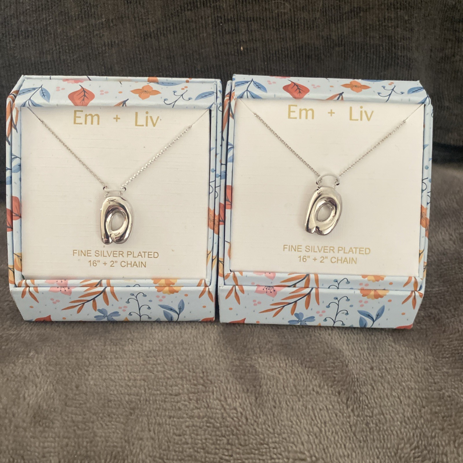 Two EM LIV Fine Silver Plated 16”+ 2” Necklace Chain, New
