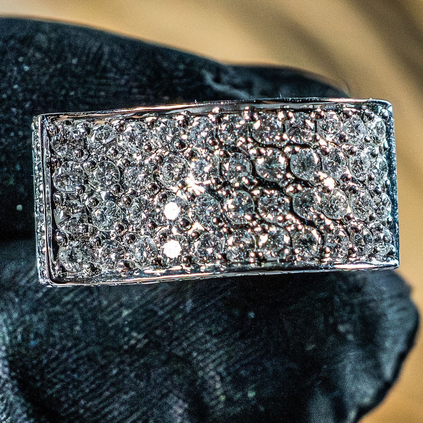 Custom 14K White Gold 1.44CTW Diamond Pavé Bypass Cocktail Ring Handmade