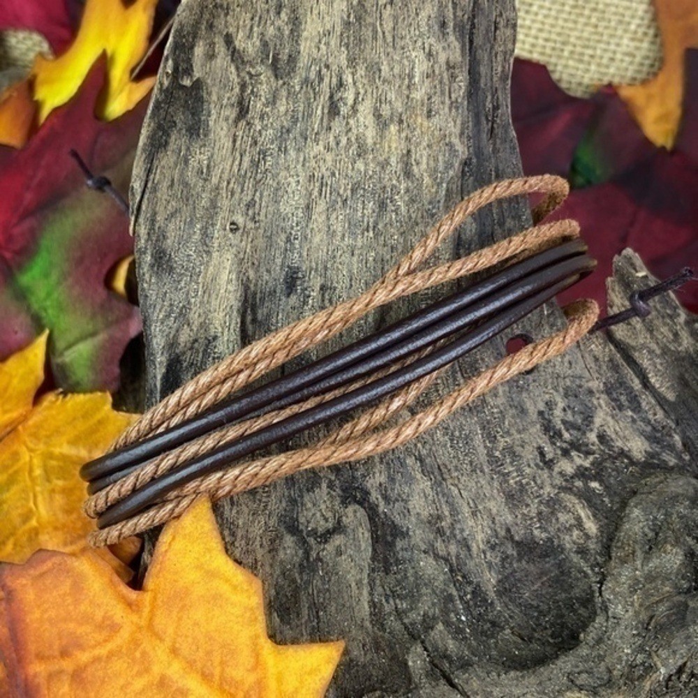 Mens Bracelets Bundle Adjustable Faux Leather & Hemp Bracelets Bundle