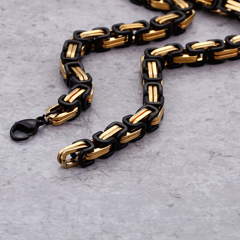 Pure Stainless Steel Solid Byzantine Chain Necklace For Mens Heavy 8mm 24”