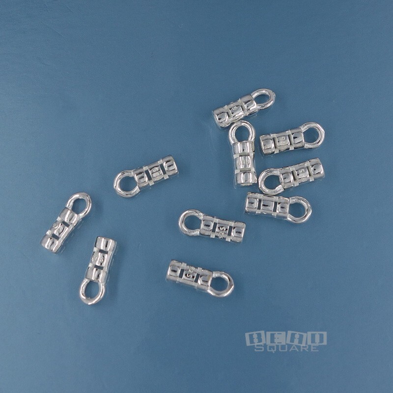 10 Solid Sterling Silver Crimp Cord End Connectors Fit up to 1.4mm Cord #33426