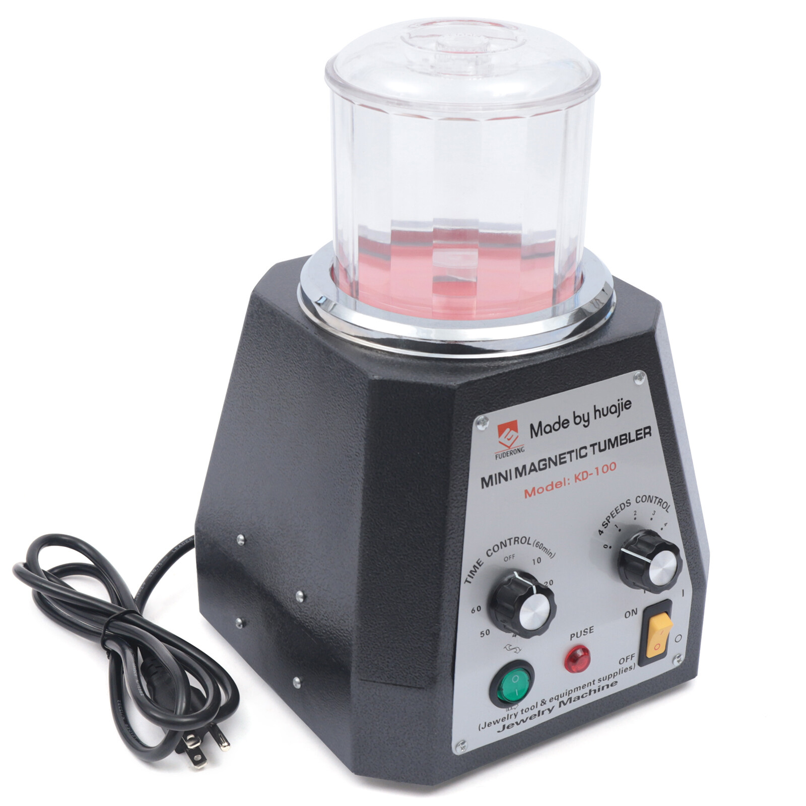 Mini Magnetic Tumbler 100mm Jewelry Polisher Finisher Machine Time Control USA