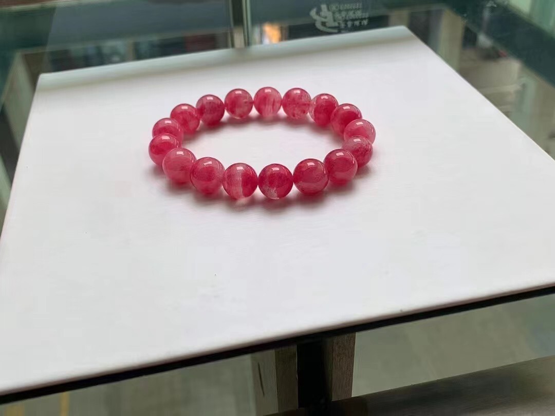 Genuine Natural ice Rose Quartz Round Beads Bracelet AAAAA 13.7mm