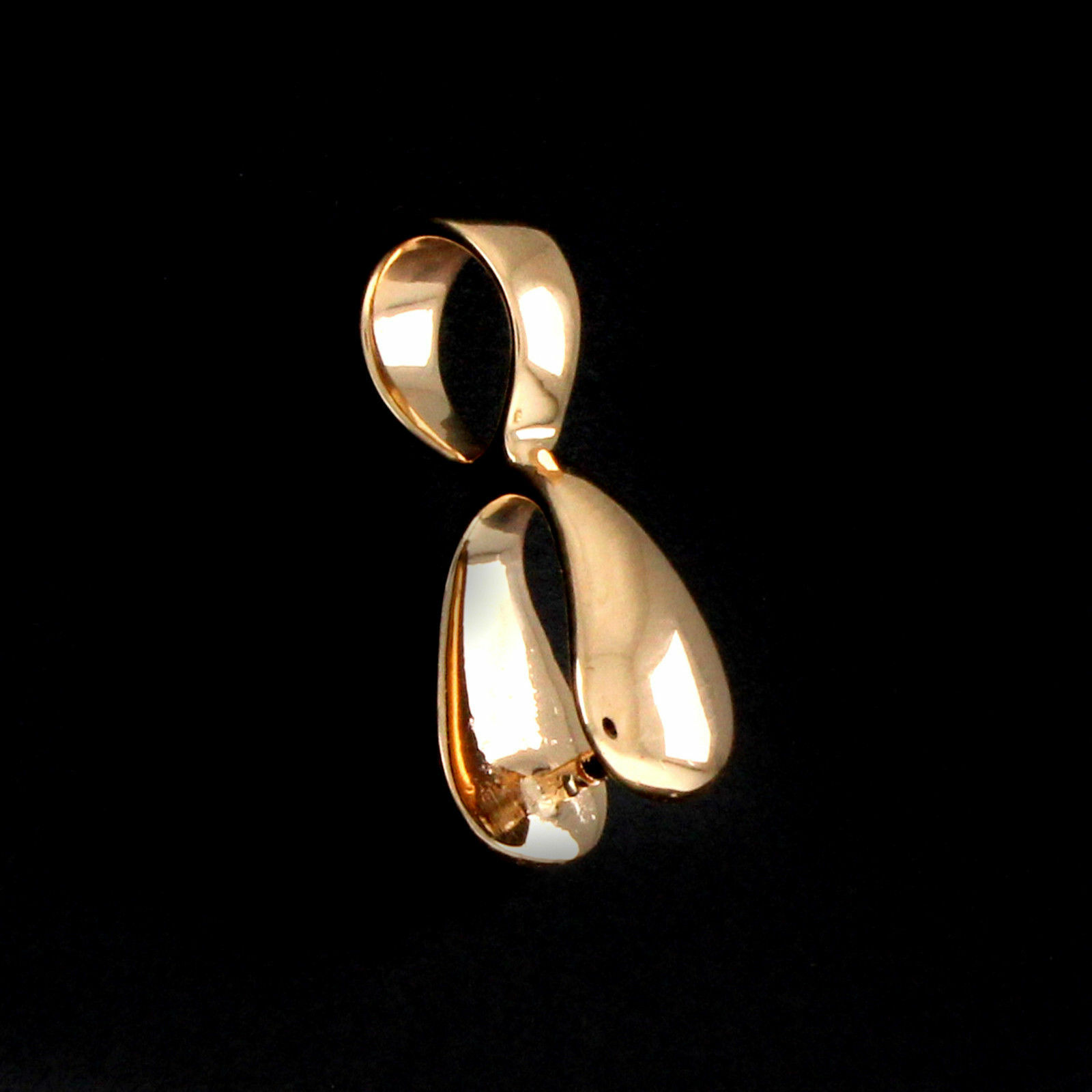 10K Solid Rose Gold Pinch Bail 19 x 6mm for Pendant with Findings