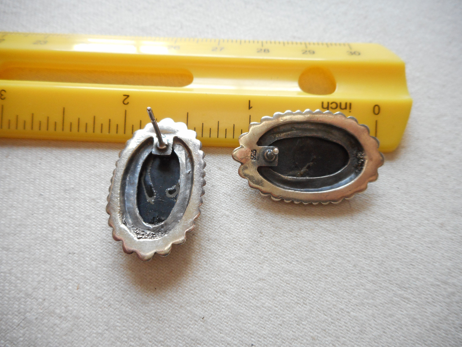 Sterling Silver 925 Black Onyx Oxidized Earrings RE2858