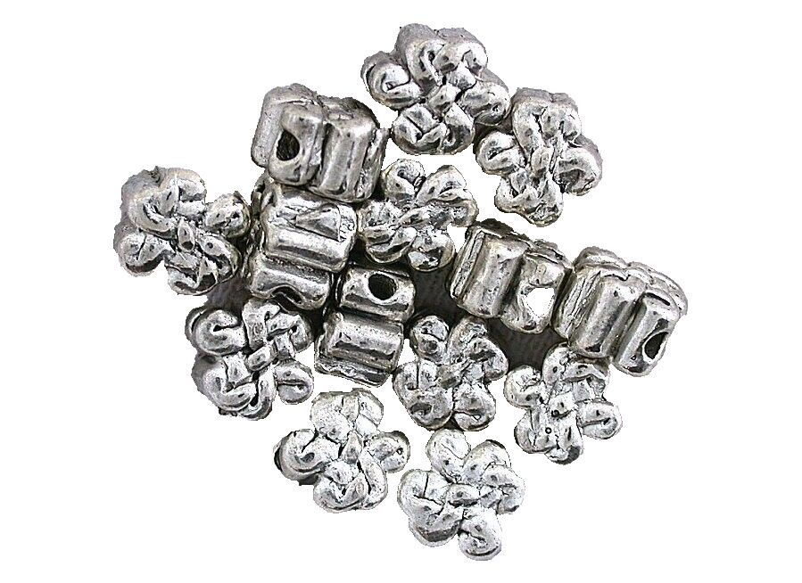 Ten 6.5mm x 3mm Flower Spacer Bali Pewter Beads BB55/71824