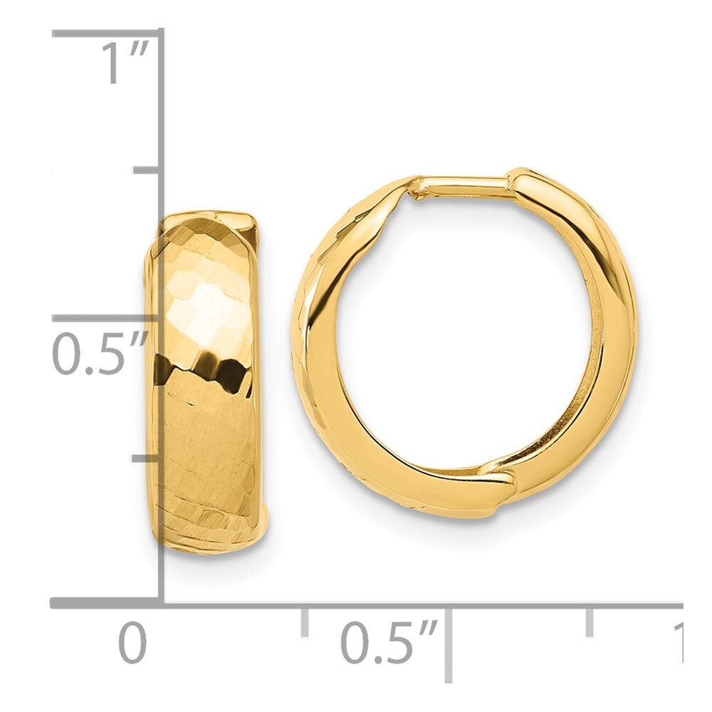 15.2mm 14K Yellow Gold Polished and Diamond-cut Huggie Hoop Earrings