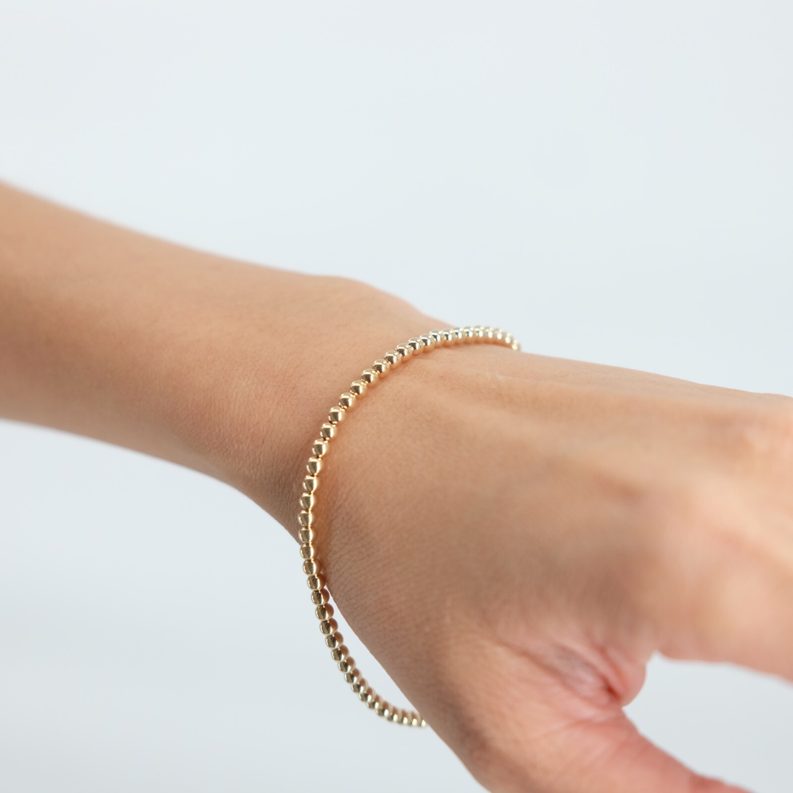Italian 14k Yellow Gold Ball Beads Bracelet 7.75″ 3mm 3.2 grams