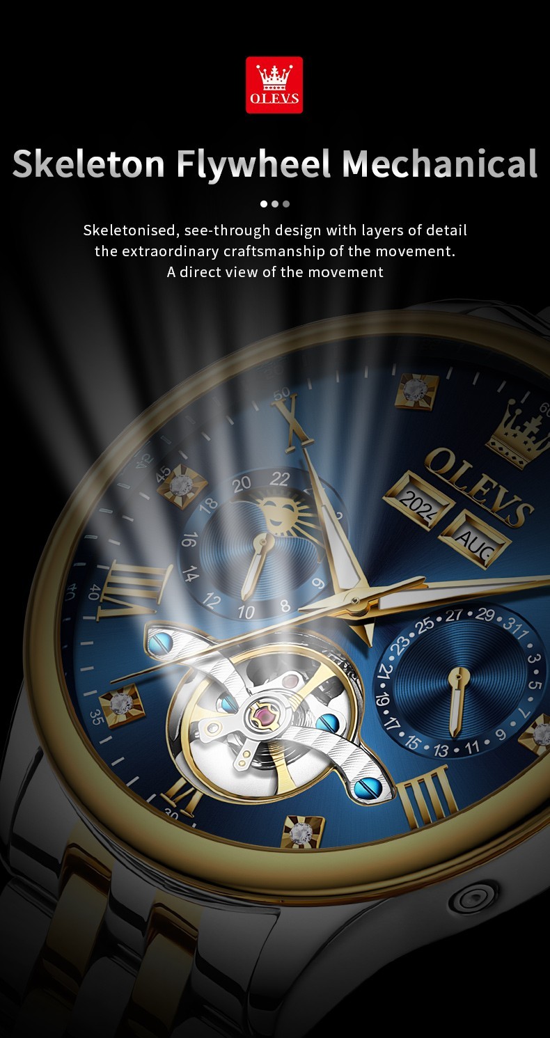 OLEVS 7023 High Quality Stainless Steel Strap Business Gents Automatic Watch