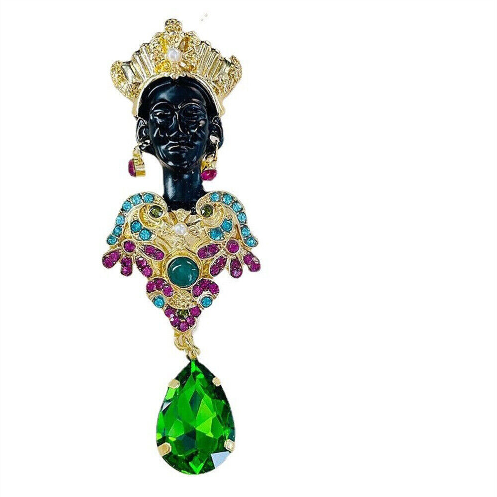 Art Deco Style Vintage Enamel Ancient Egypt Black Moors Brooch Pin