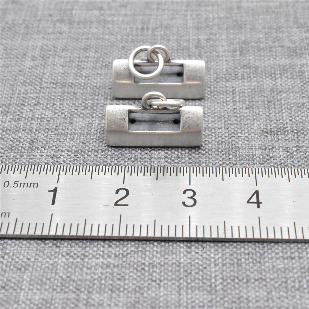 2pcs of 925 Sterling Silver Ancient Lock Charms 3D Chinese Hundred Family Lock