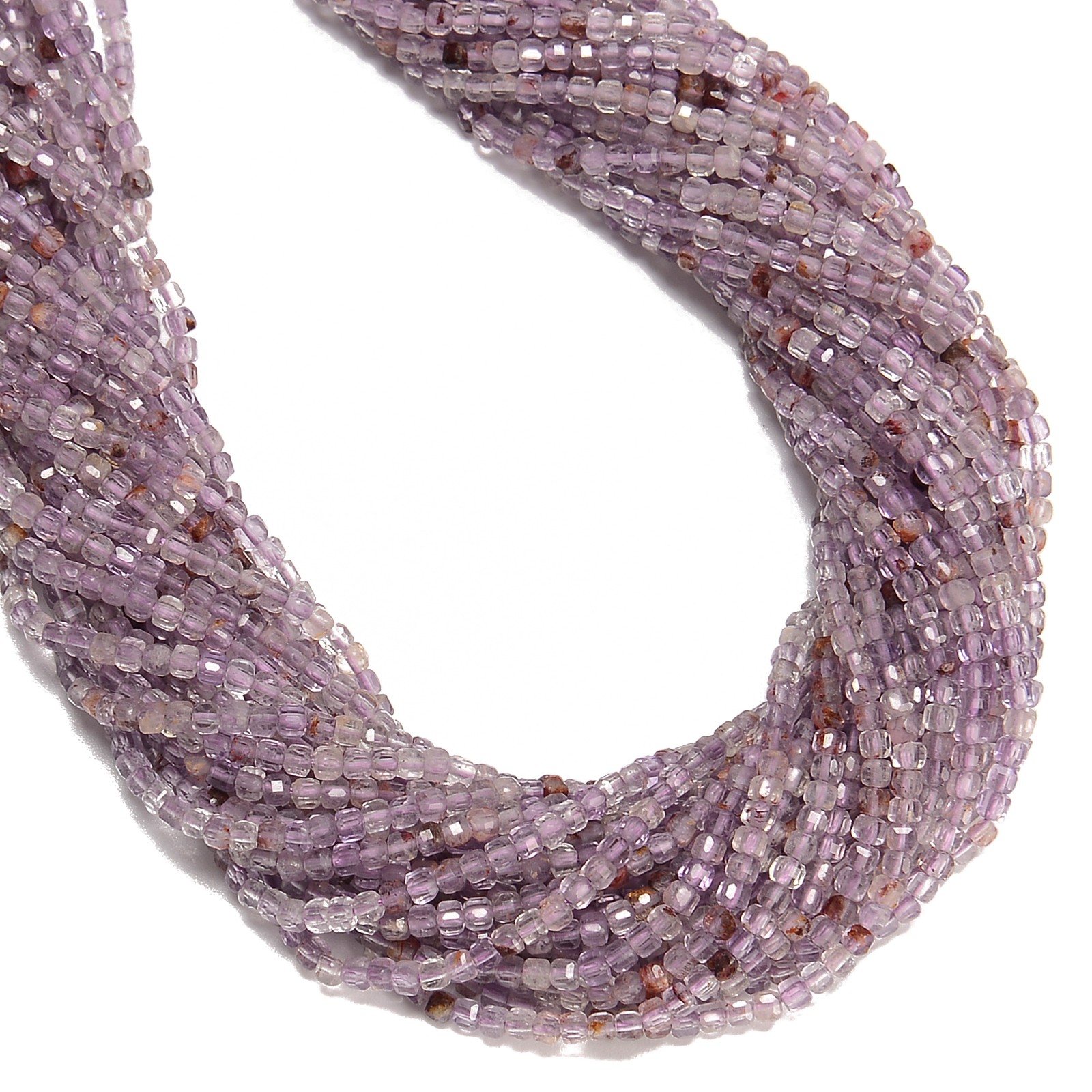 Natural Super Seven Faceted Rubik’s Cube Beads Size 2mm 15.5” Strand