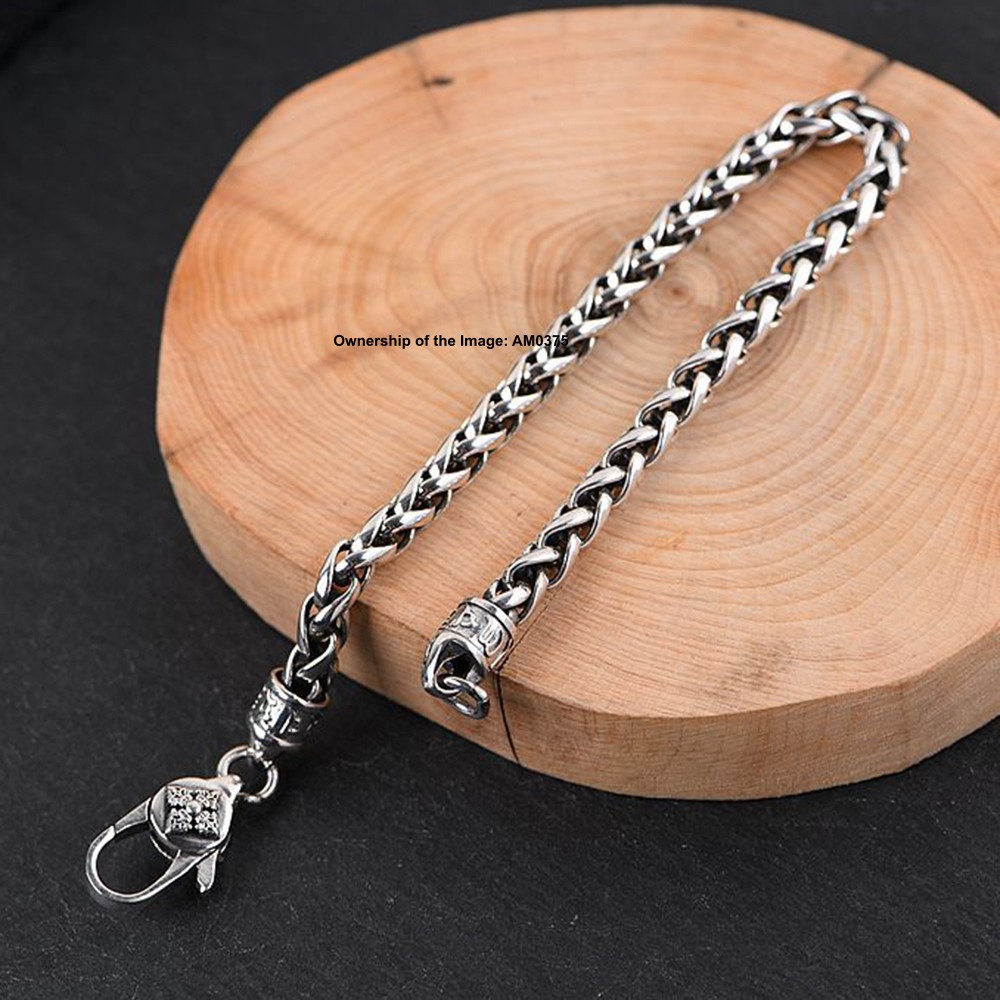 Pure 925 Sterling Silver Bracelet 4mm Wheat Link Chain Bracelet 7.08-7.87inch
