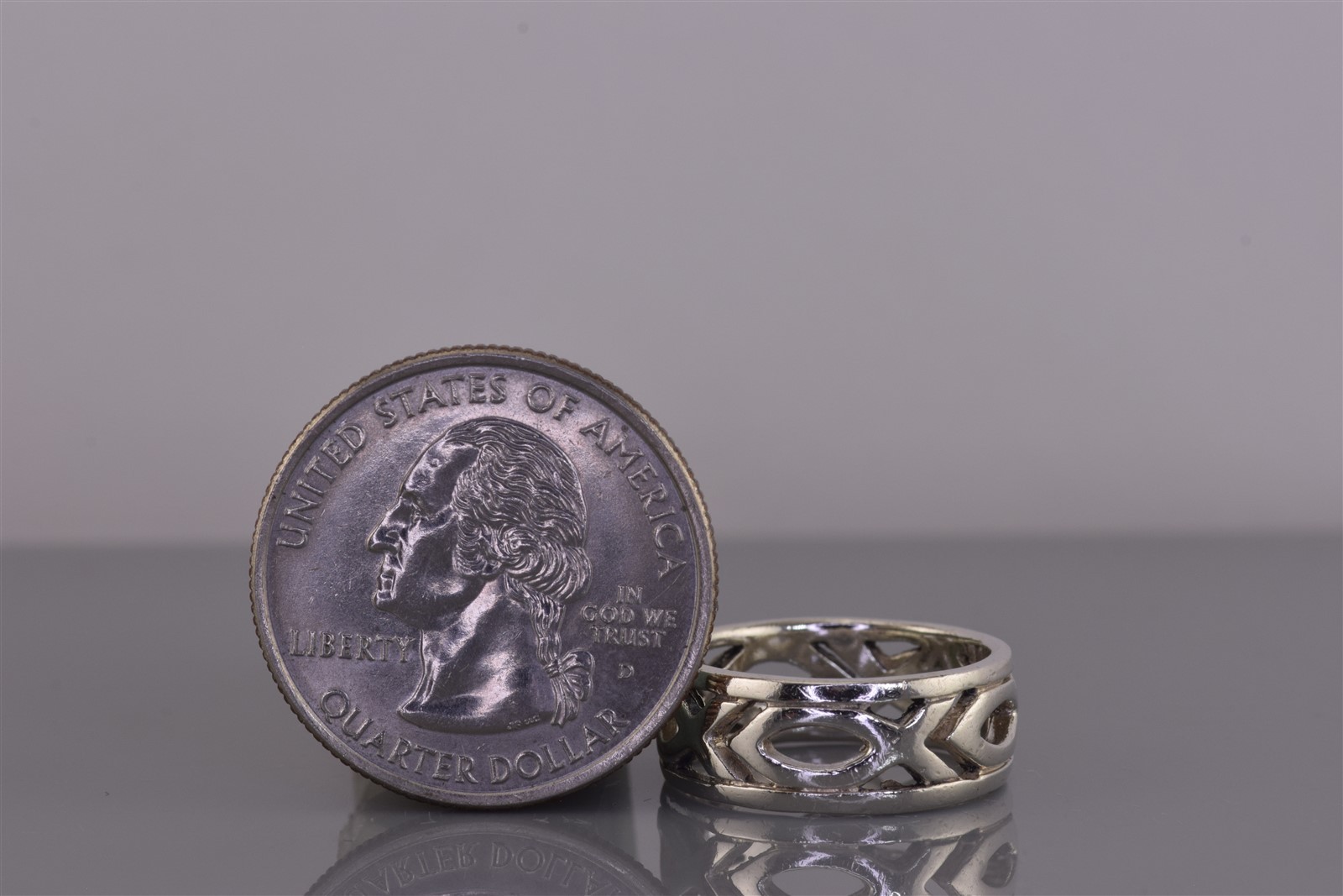 Peter Stone Sterling Silver Jesus Fish Christian Ichthys Band Ring 925 Sz: 5