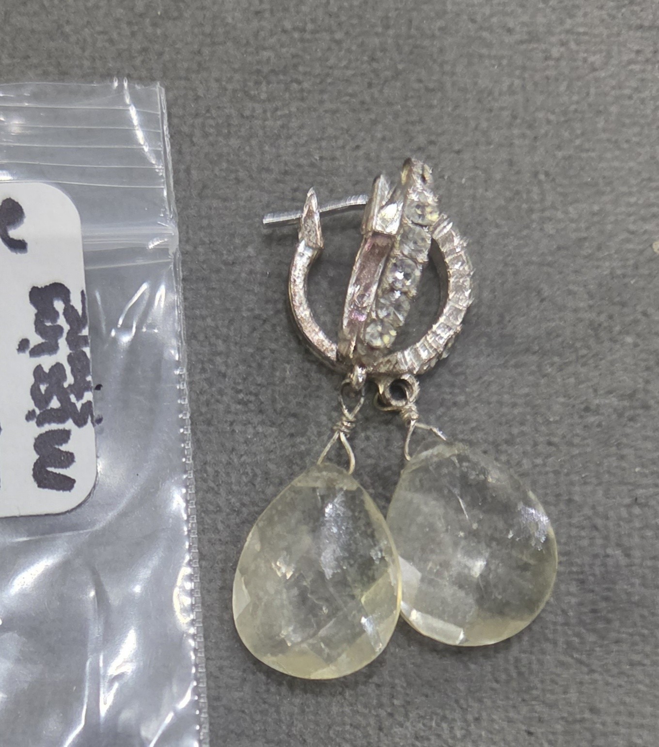 Vintage Drop Dangle Rhinestone Silver Tone Jeweled Estate Earrings