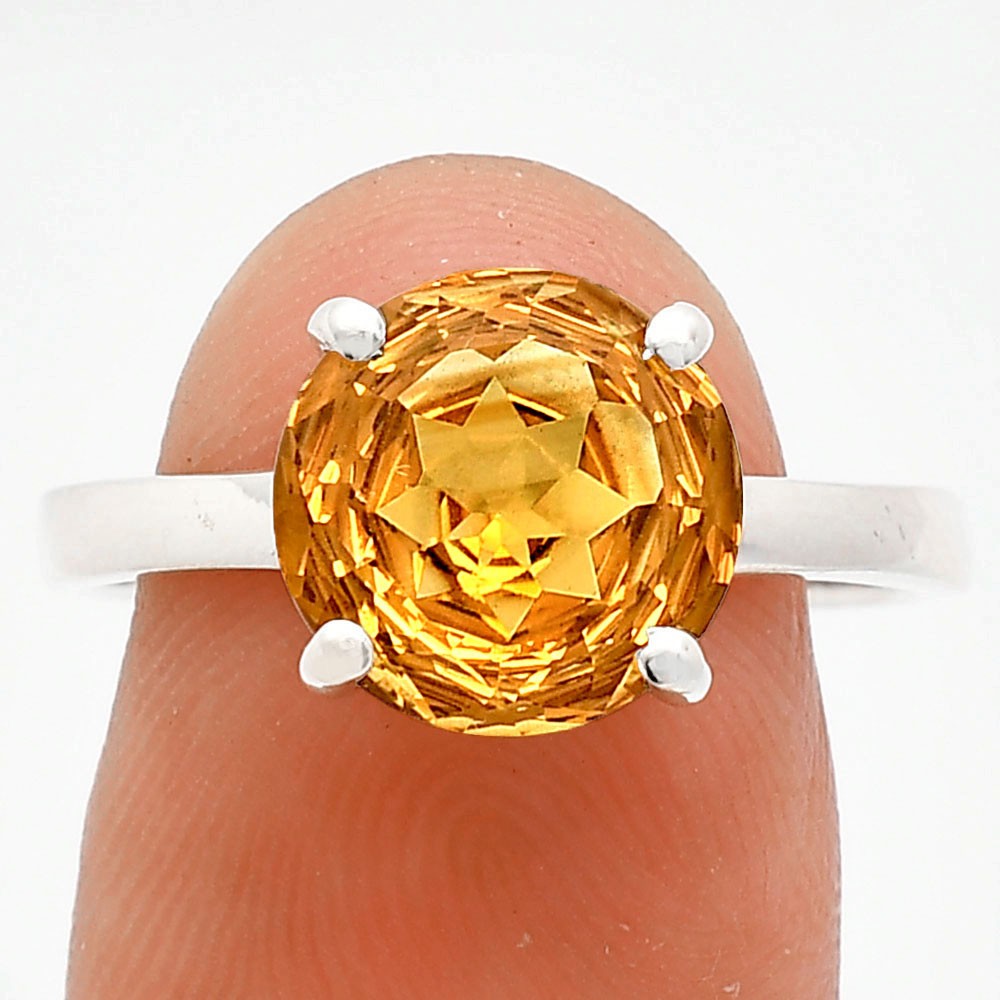 Fancy Cut Premium Natural Citrine 925 Sterling Silver Ring s.9.5 Jewelry R-1019