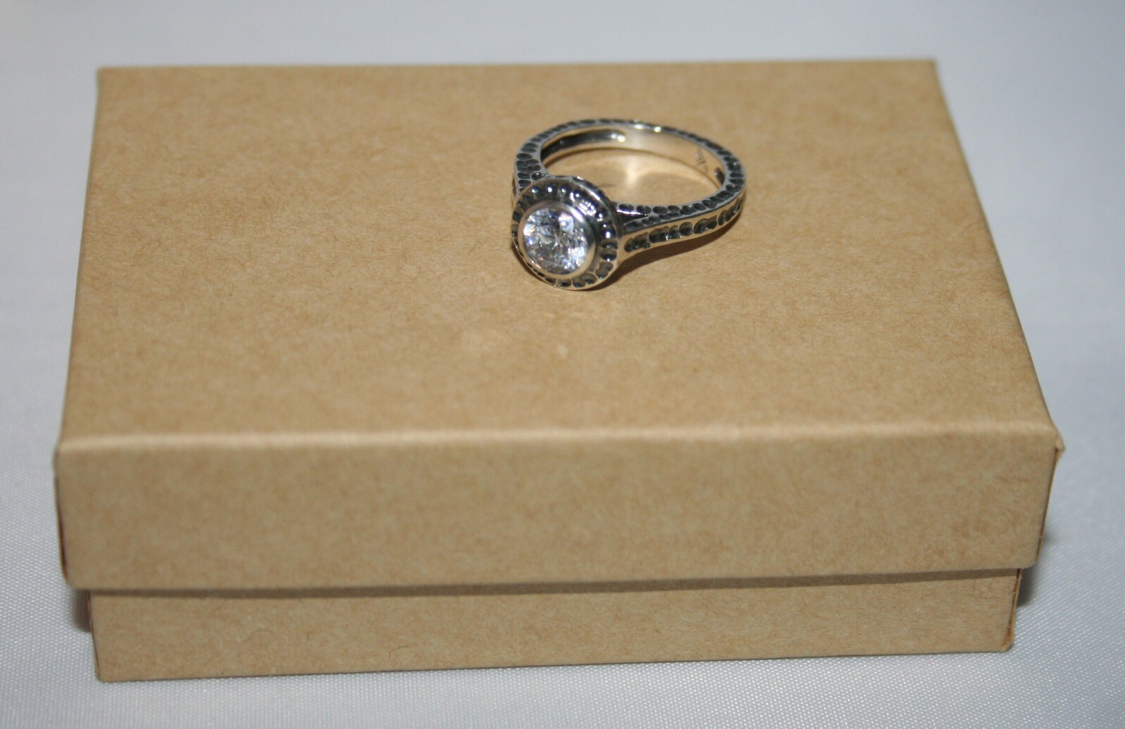 Silpada Sterling Silver Hammered Oxidized CZ “Perfect Bliss” Ring R2076 Size 6