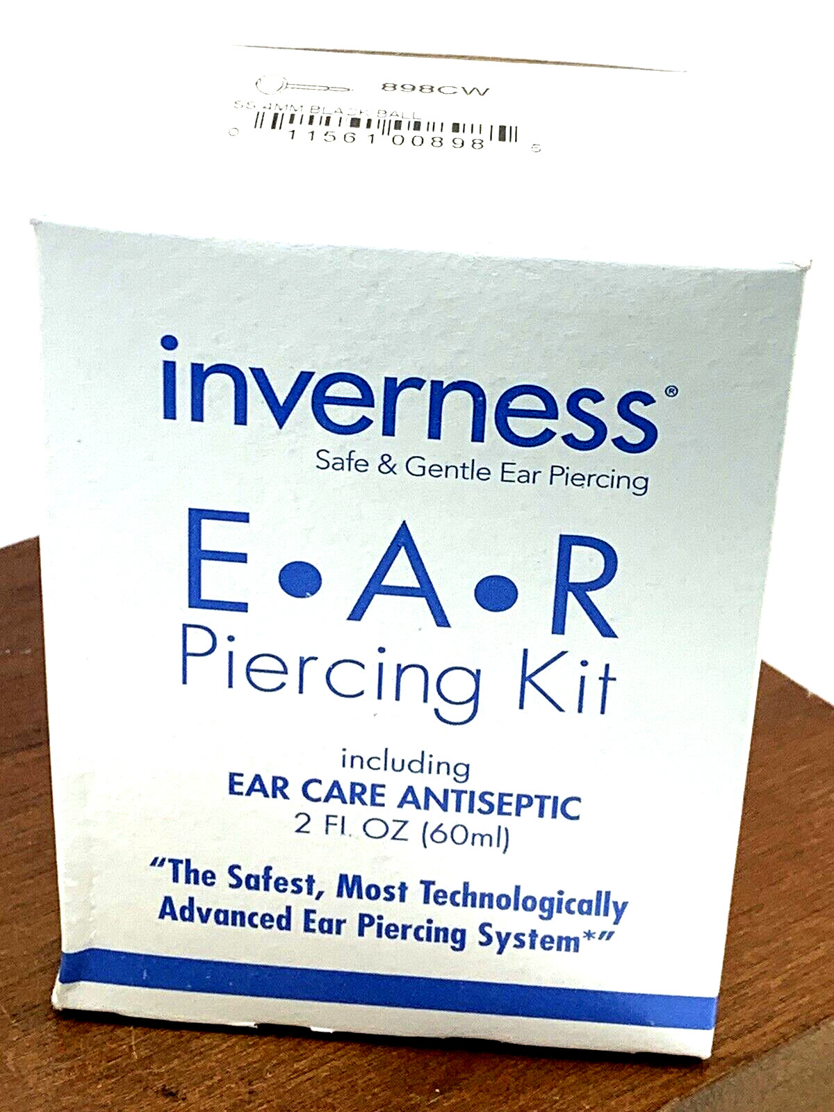 Inverness Ear Piercing Home Kit 4mm Black Ball Stainless Steel Earrings 898CW