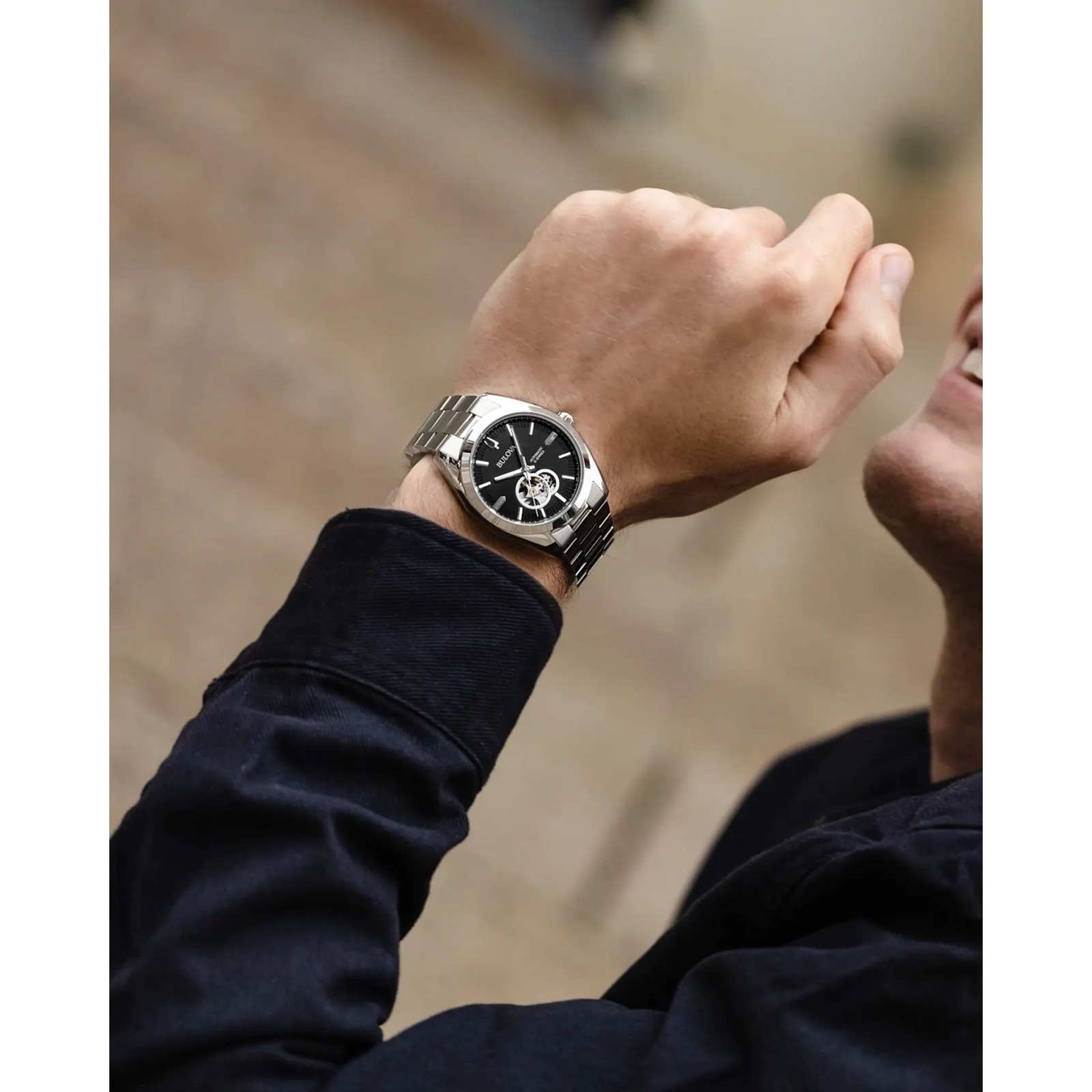 Bulova Surveyor Automatic 96A270 Men’s 42mm Stainless Steel Black Dial Watch