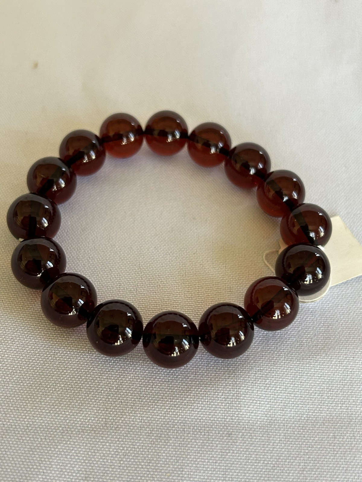 Cherry Baltic Amber Round Beads Bracelet, 100% Natural Amber 12mm, 18.1grams