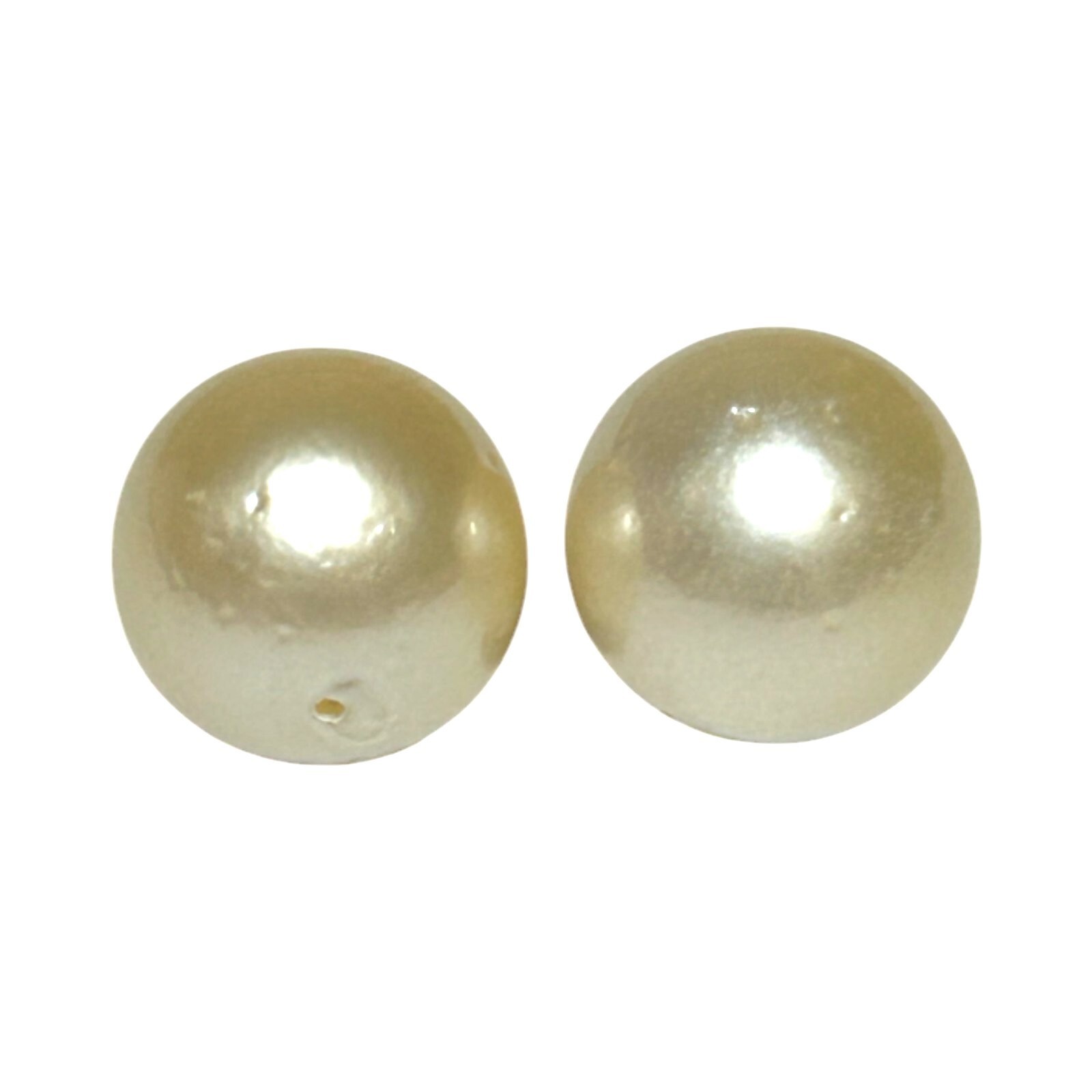 Exquisite Pair of 36-Carat Round 13.4mm Natural Pale Golden Australian Sea Pearl
