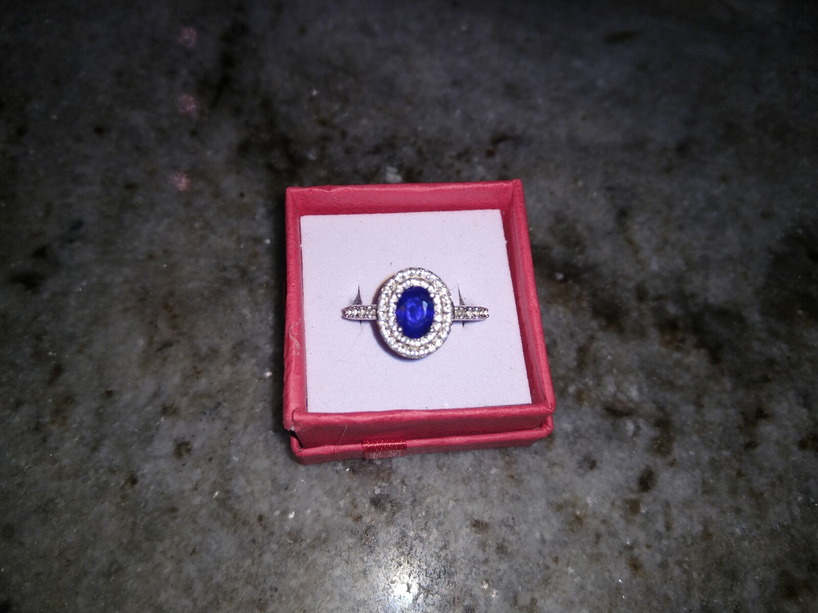 Regal/Elegant 1.60 TCW Diffused BlueSpinel, ZirconDoubleHaloRing/Plat/SS,sz 7,