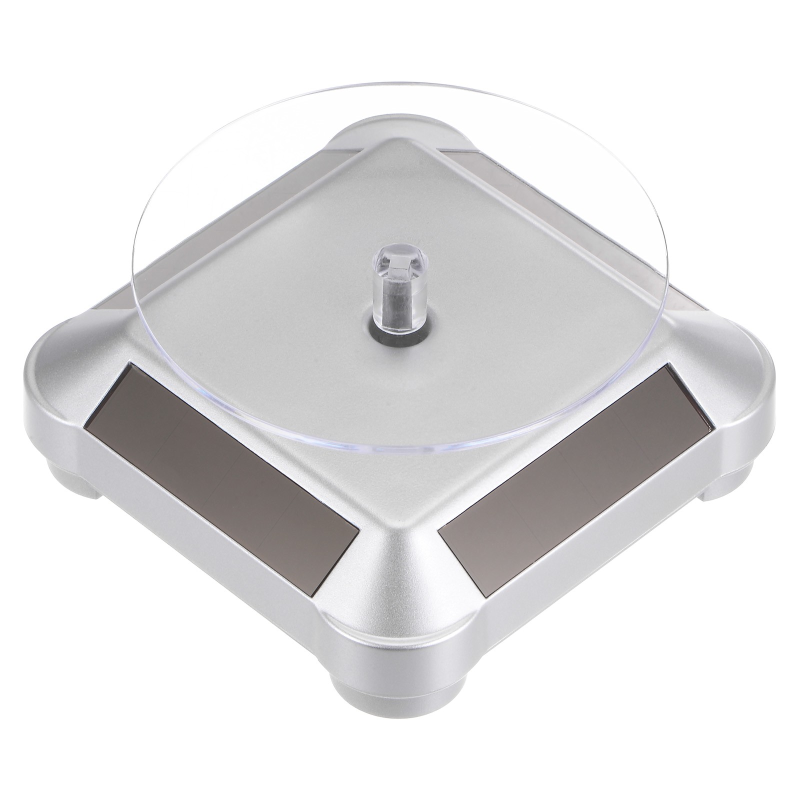 Solar Display Stand Turntable 360°Rotating Double Use ABS Silver Tone