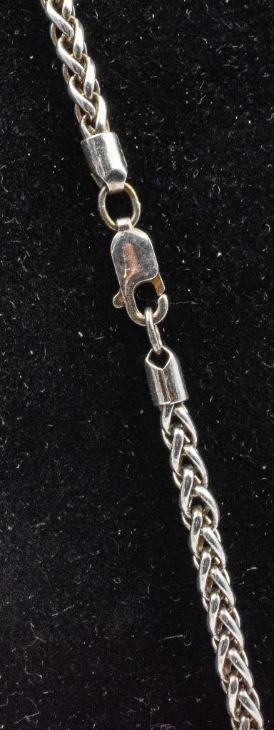 Vintage Sterling Silver Italy 3.2mm Solid Wheat Link Unisex Chain 17″ necklace