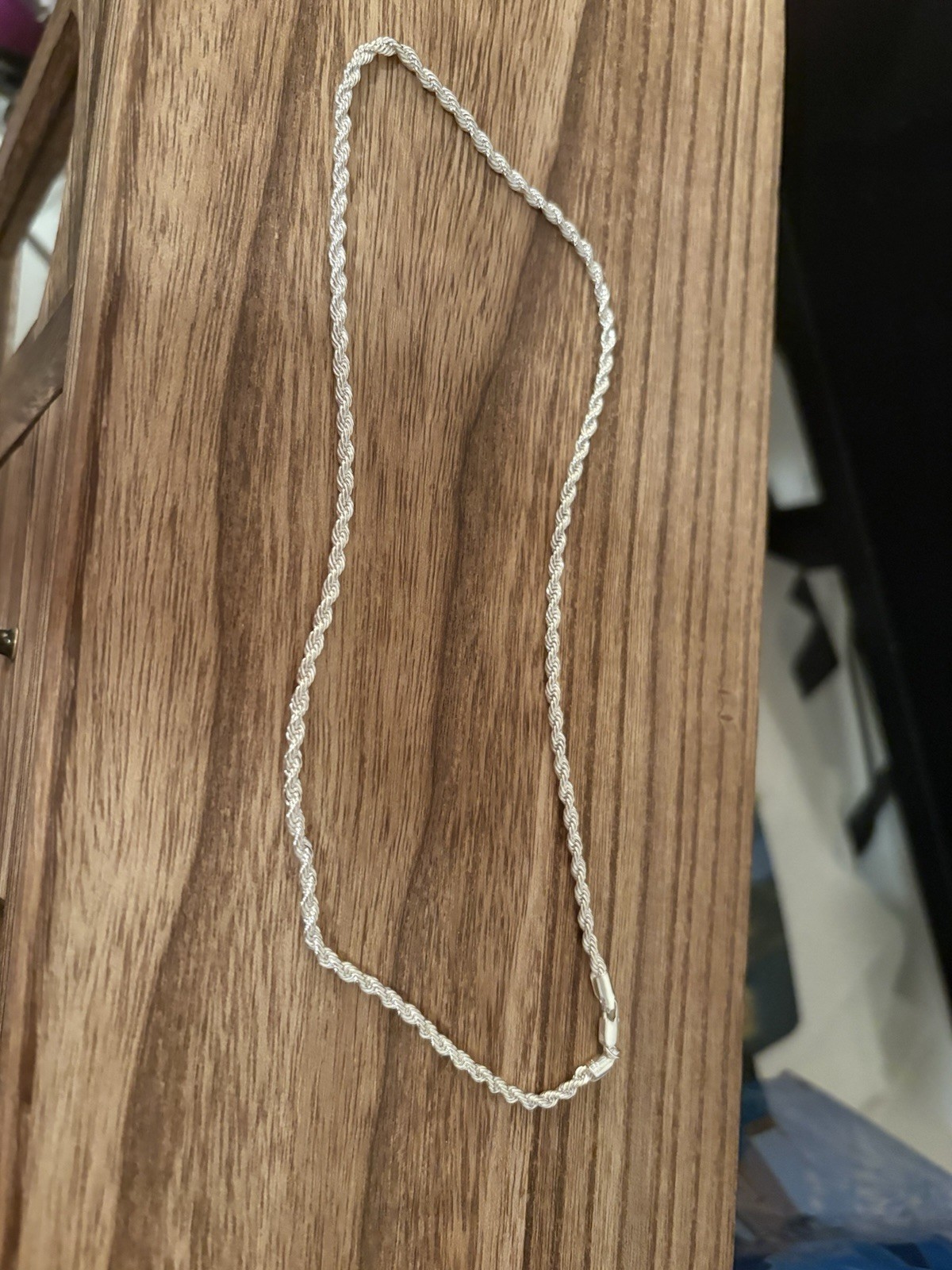 Silver Rope Chain Necklace Metal Silver Color No Stone Chain Style Rope Type