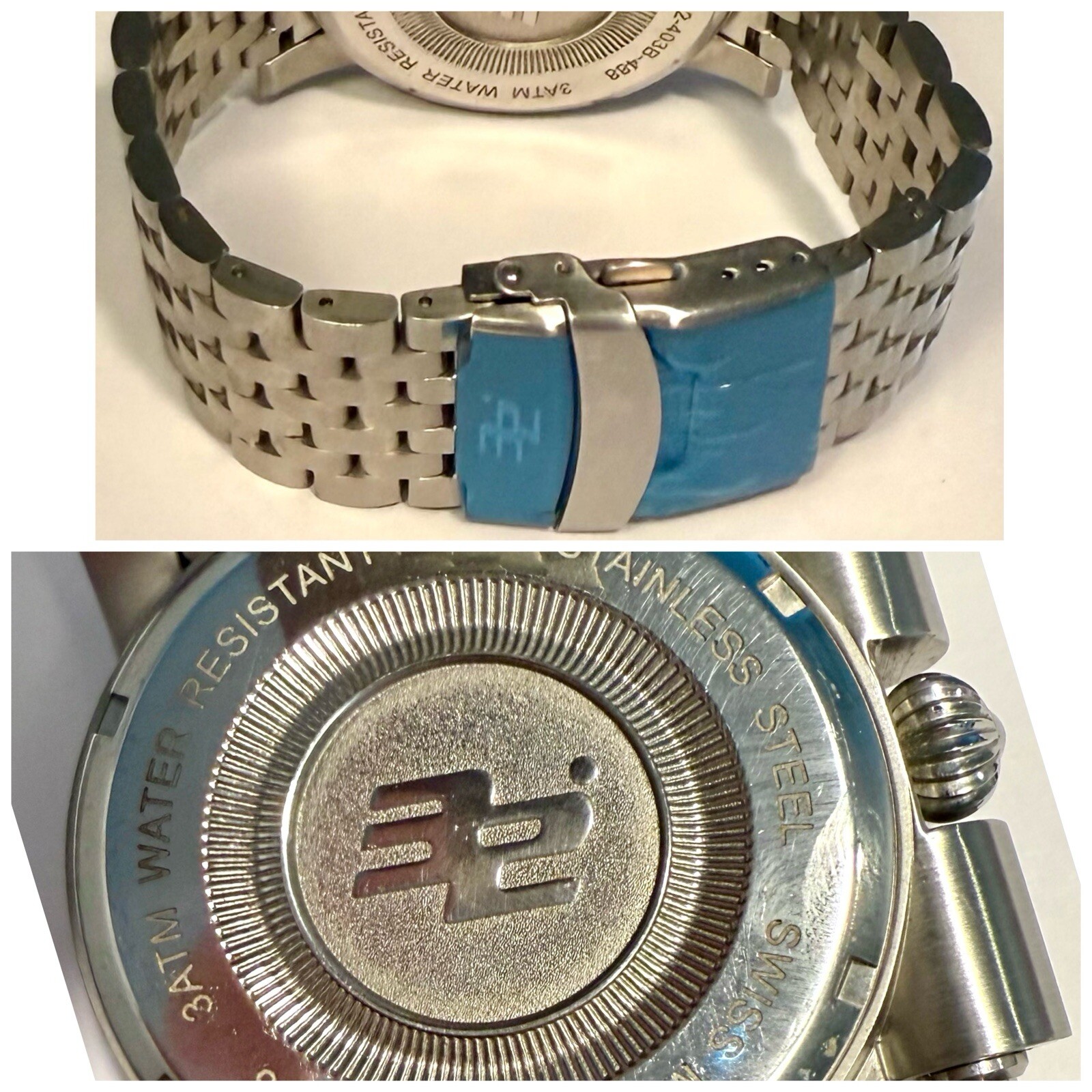 45mm Rare Push Button Design Swiss Chrono Slvrtn 7.5” Bracelet 32 DEGREES Watch