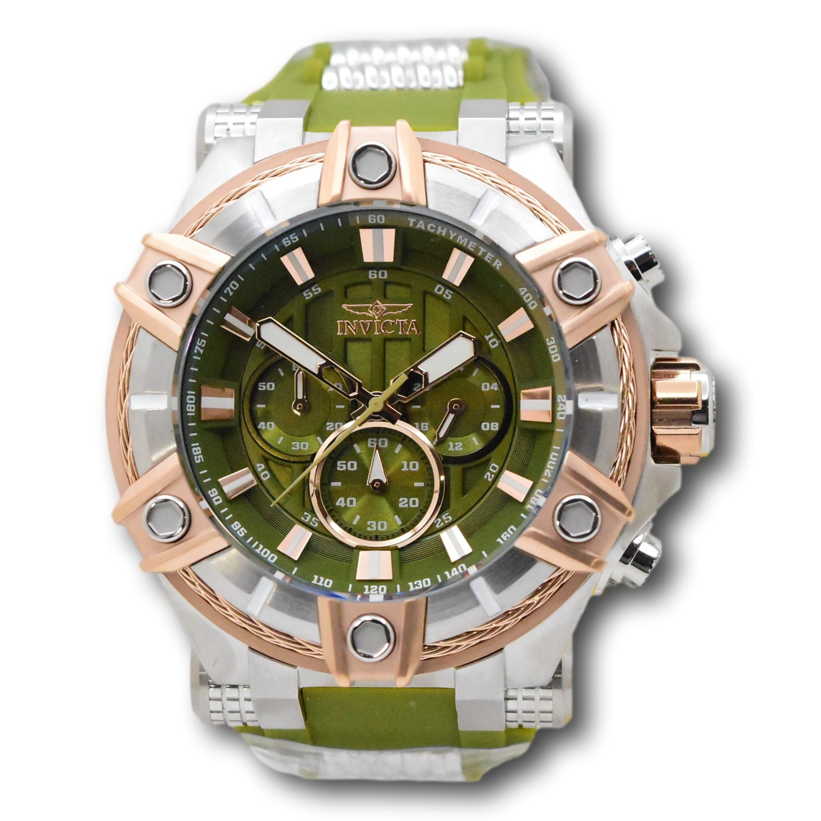 Invicta Bolt Surge Men’s 52mm Green & Rose Gold Chronograph Watch 49809