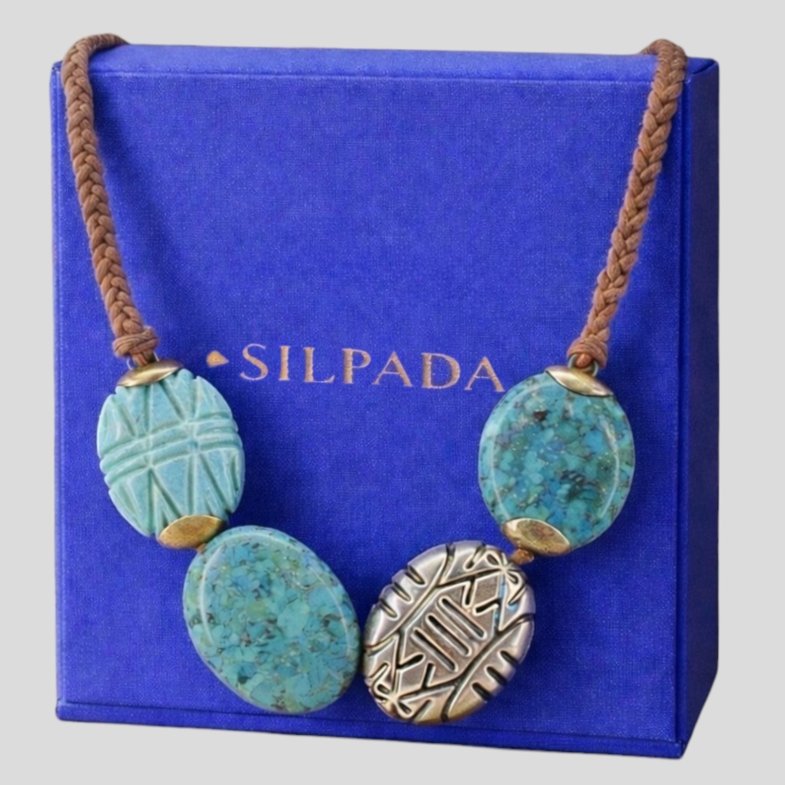 SILPADA N2859 Carved Turquoise Magnesite Necklace 18″ Sterling Silver With Box