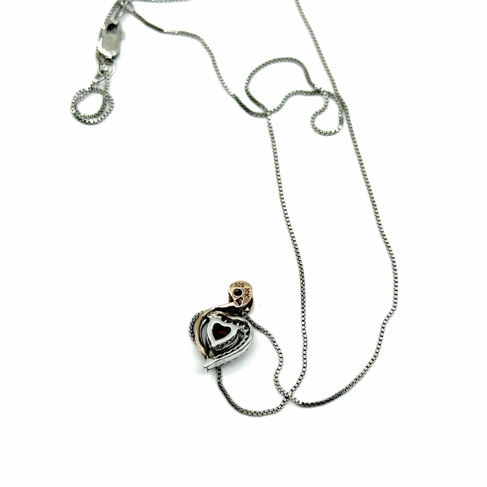 Kay Jewelers Sterling Silver 10K Gold Heart Diamond Lab Created Ruby Necklace