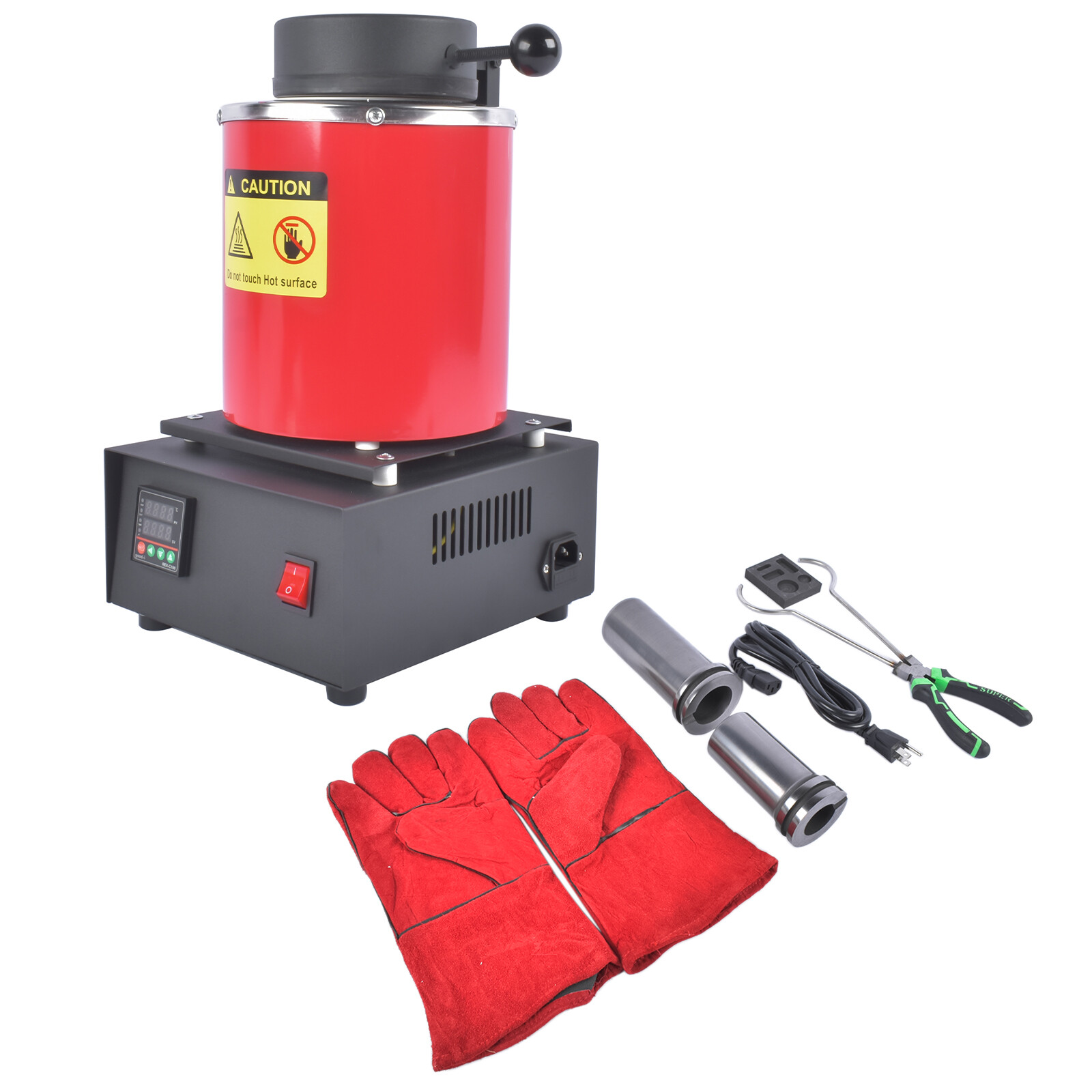 Gold Melting Furnace 1500W 1150°C/2102°F for Smelting Metal 110V 1KG 2KG 3KG Red
