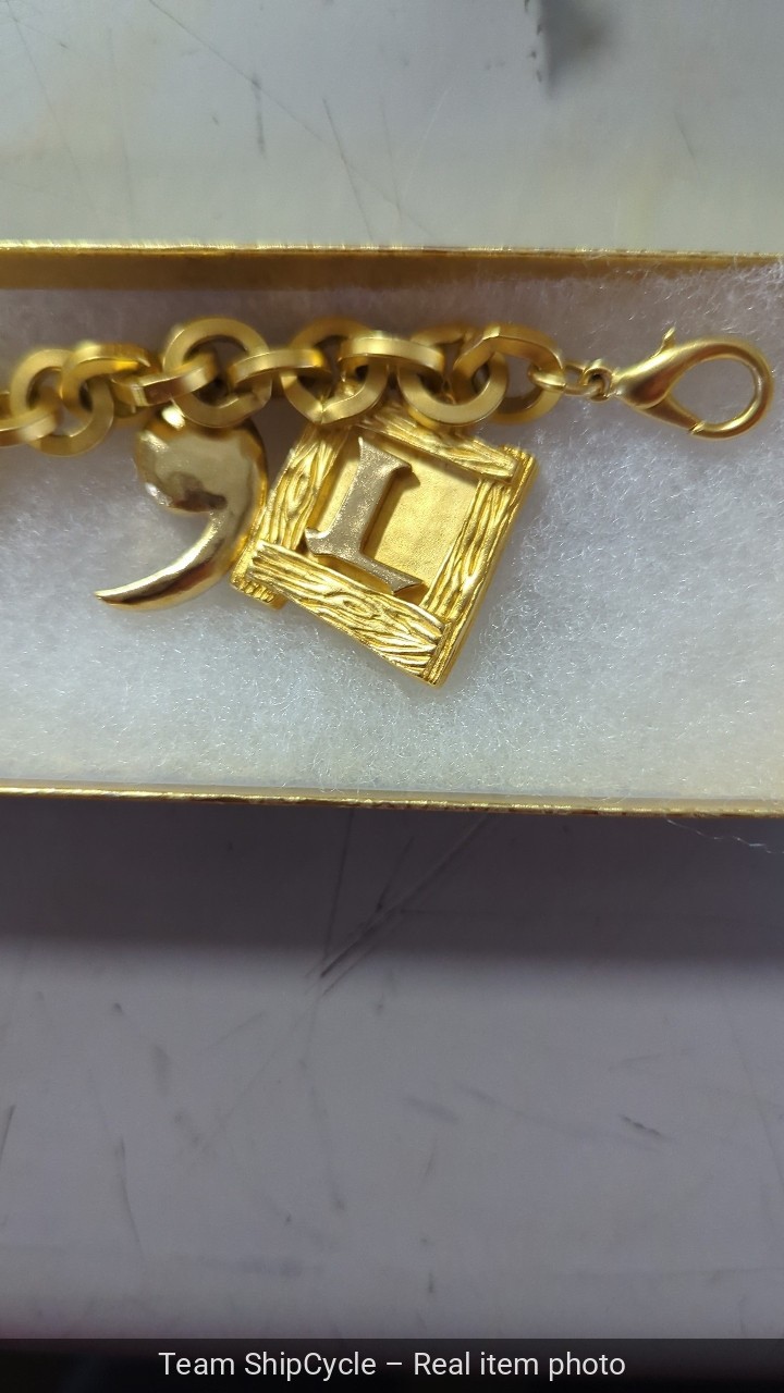 Karl Lagerfeld Vintage Charm Bracelet Brushed Gold Matte Chunky Runway 9 G2U