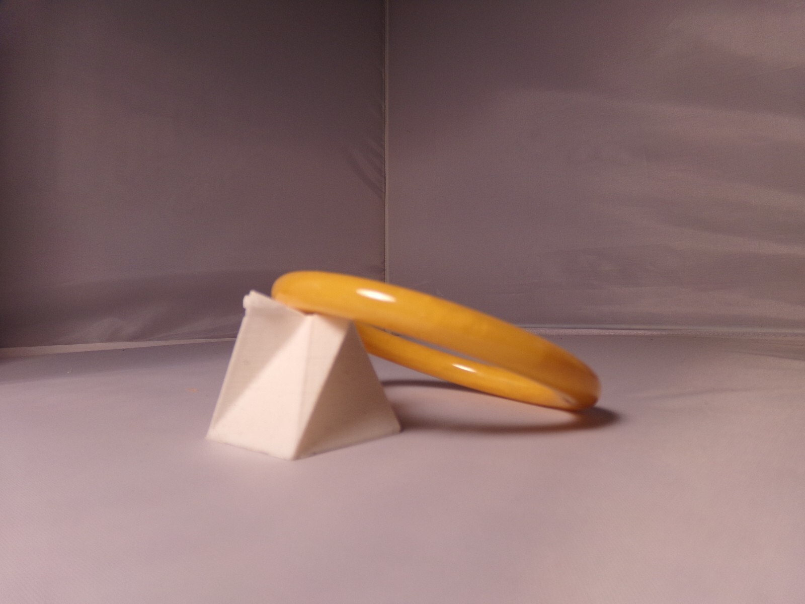 Vintage Mustard Yellow & White Marbled Plastic Bangle Bracelet