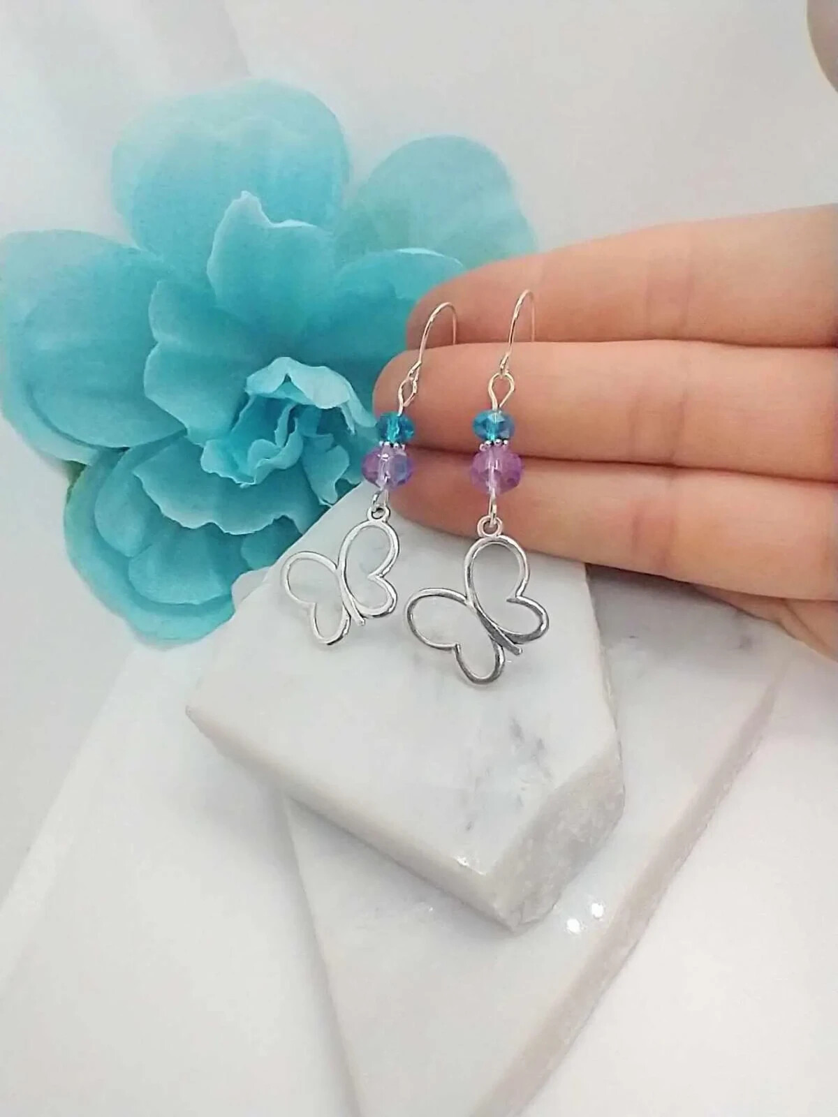 Nature Inspired Butterfly Charm Earrings, Unique Gift For Her, Whimsical Jewelry