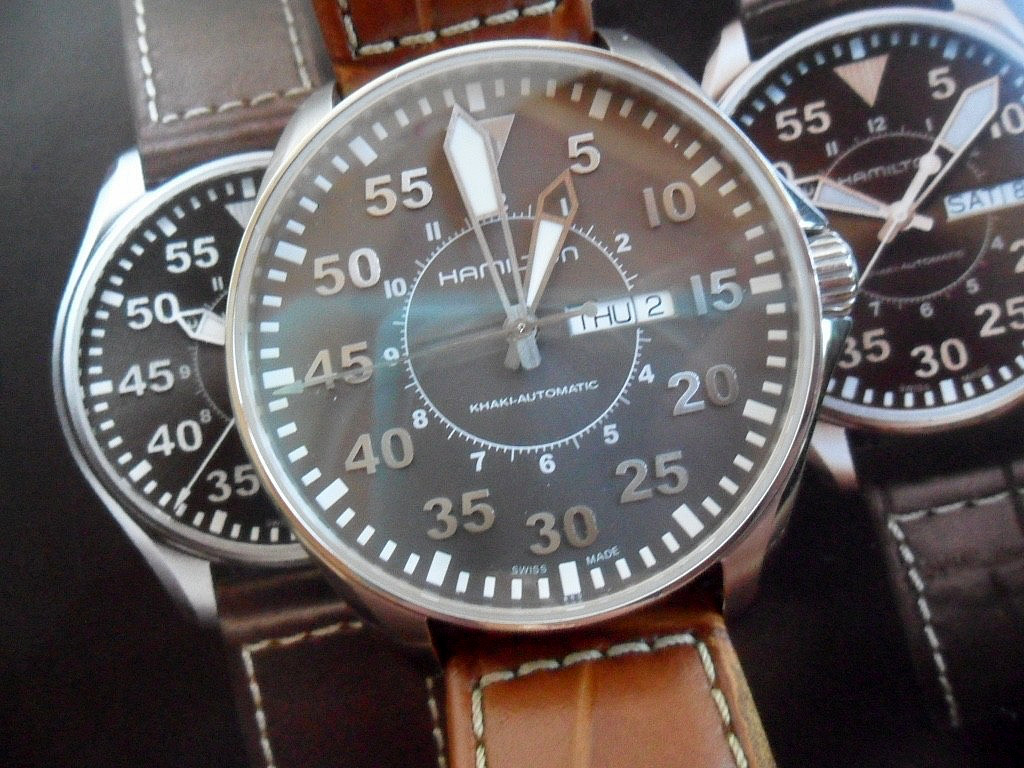 46 mm S/S Men’s Hamilton Khaki Pilot 25 Jewel Swiss Automatic Watch H647150 Runs